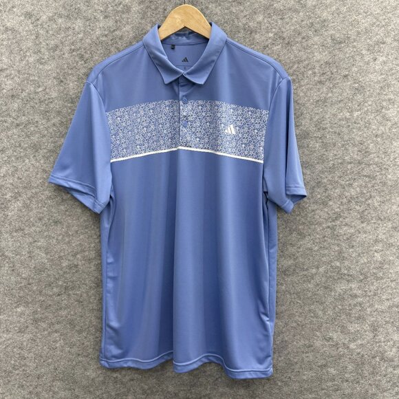 Adidas Polo Men's Golf Polo Shirt, Casual Activewear, Blue Pattern, Size XL, NEW - Picture 1 of 11